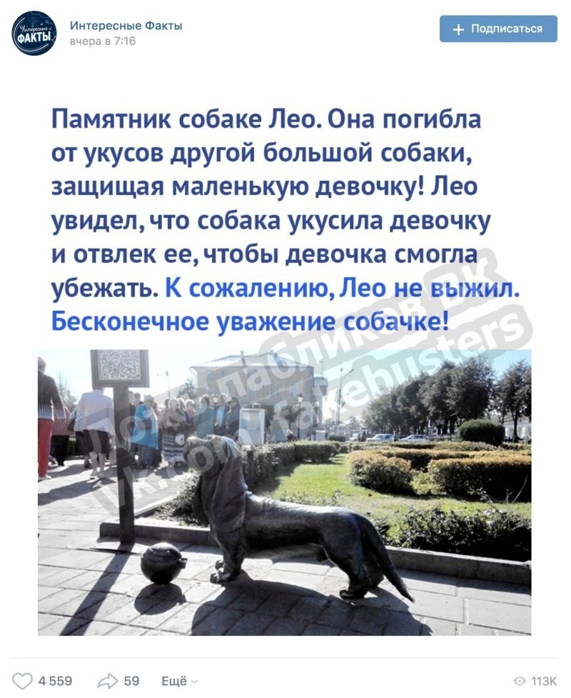Это памятник собаке Бобке в Костроме. Он сооружен в честь собачки, которая проживала на территории пожарной части и спасала детей из огня.