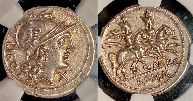 Серебряная монета Римской Республики, отчеканенная в 132 г. до н. э