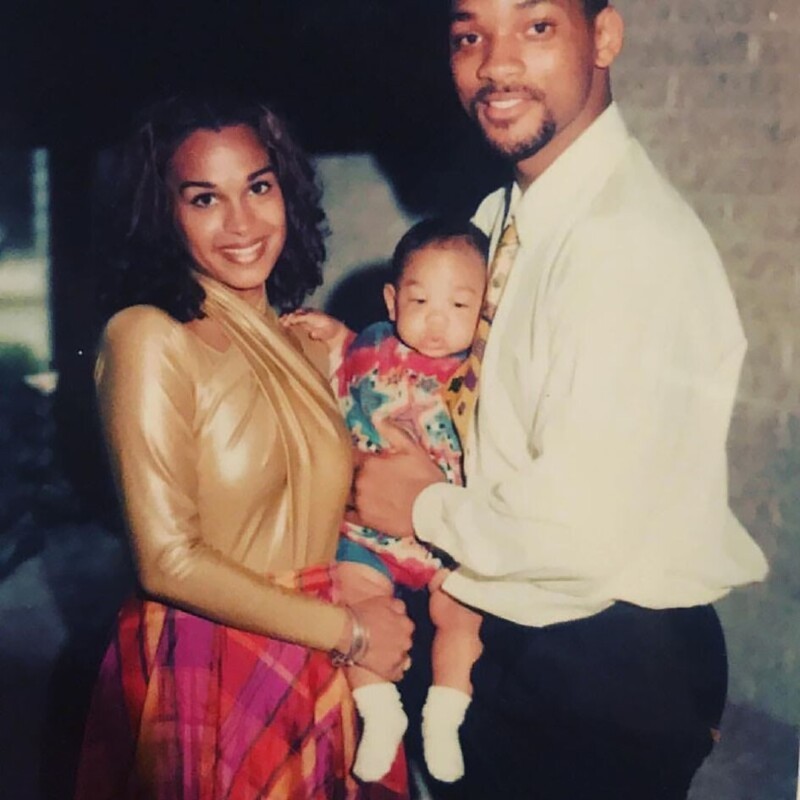 Уилл Смит со своей бывшей женой Шери Зампино и их сыном Треем, 1995 год