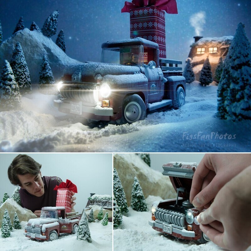 16. Санта-Клаус едет на старом грузовике с немаленьким подарком