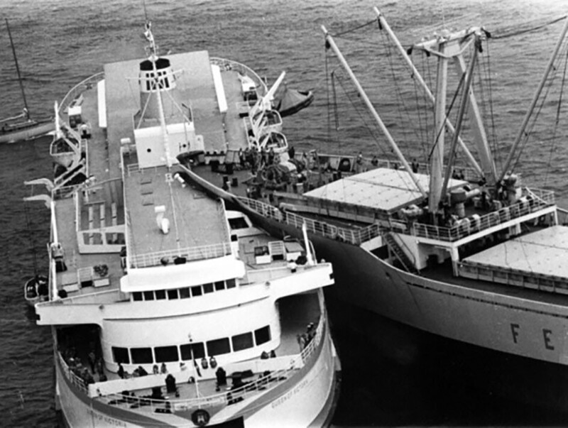Паром"Королева Виктория" столкнулся с советским грузовым судном неподалеку от Ванкувера, 1970 год