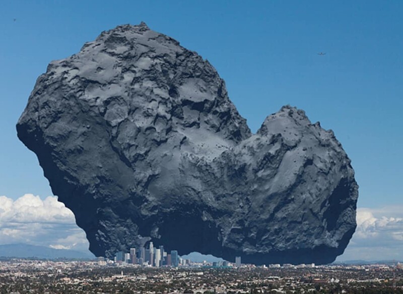 11. Отфотошопленное изображение для сравнения размеров кометы с размерами Лос-Анджелеса