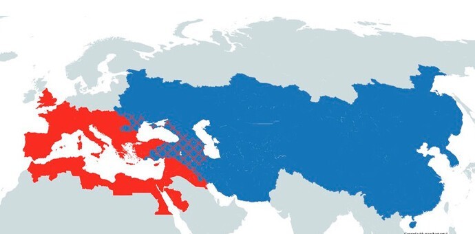23. Сравнение размеров Римской и Монгольской империй