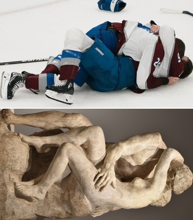 Забавные фото-сравнения, которые объединяют спорт и искусство