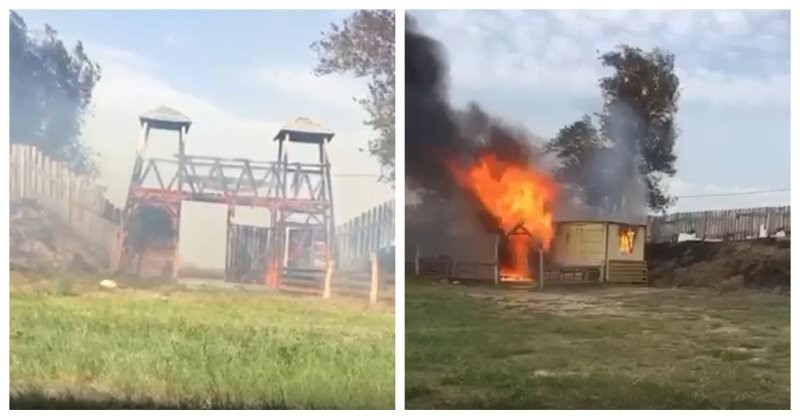 В Ростовской области чиновник решил избавиться от сухой травы и спалил половину этнического центра