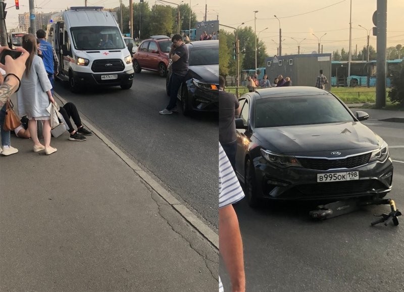 Водитель «Киа» подбил самокатчика в Санкт-Петербурге