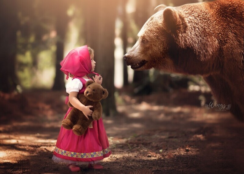 Девушка создаёт сказочные фото детей с дикими животными