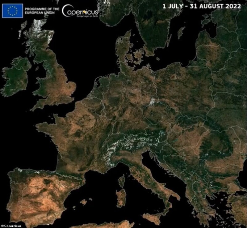 Спутник показал масштабы засухи в Европе