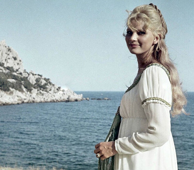 Татьяна Веденеева в роли Геро на съемках кинофильма «Много шума из ничего», 1973 год