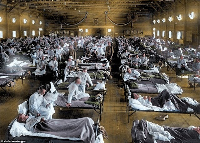 Больница Канзаса во время пандемии испанского гриппа 1918 года.