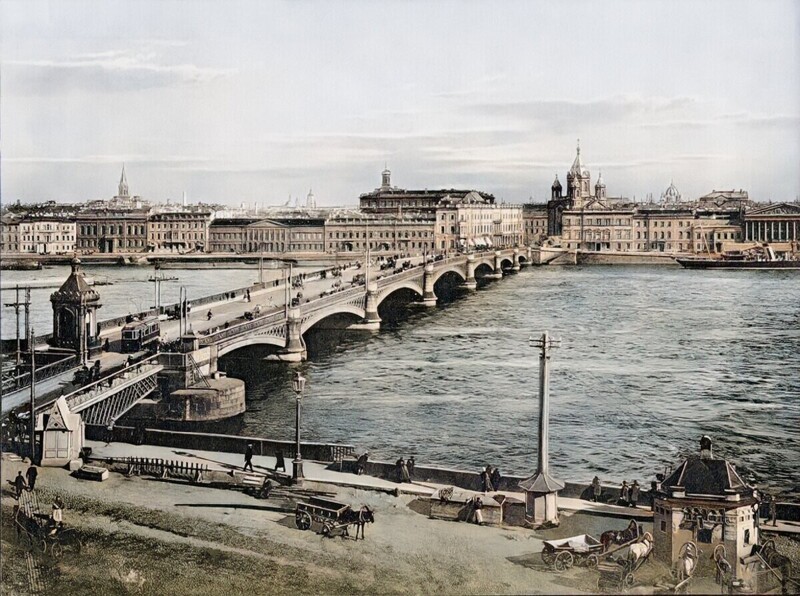 Николаевский мост. Вид с Васильевского острова, 1907 год.