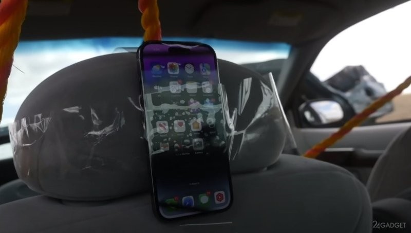 Разбили машину, чтобы проверить систему безопасности нового iPhone 14 (видео)