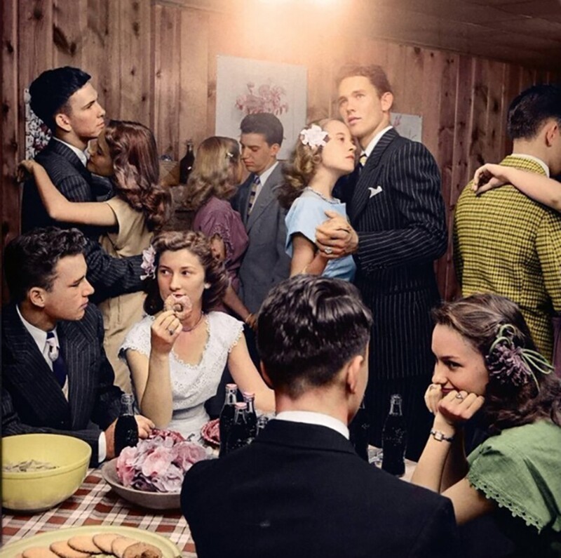  Молодежь на вечеринке в Талса, Оклахома, США, 1947 год