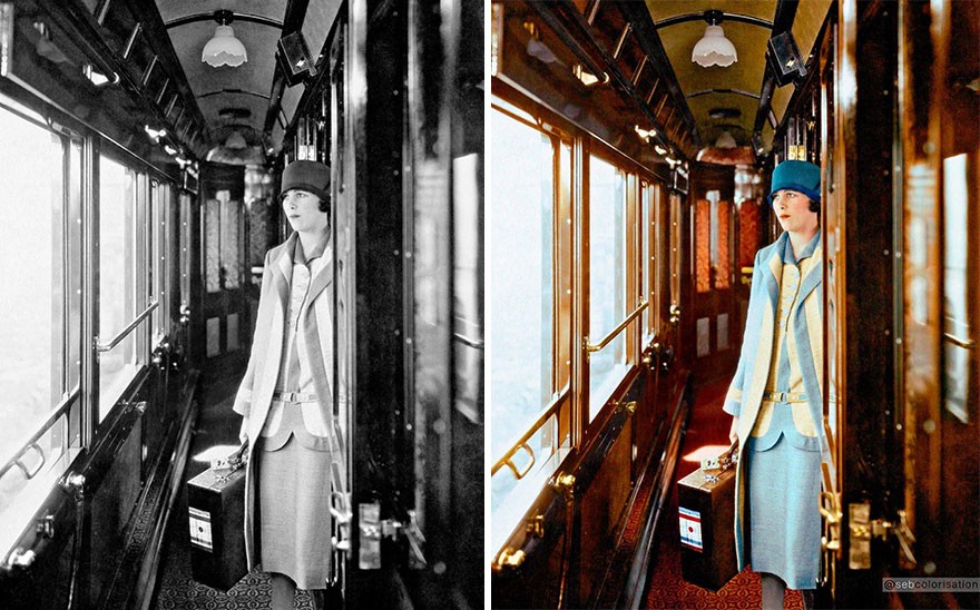 31. Элегантная Тереза ​​Бонни в поезде с багажом Vuitton, 1928 год