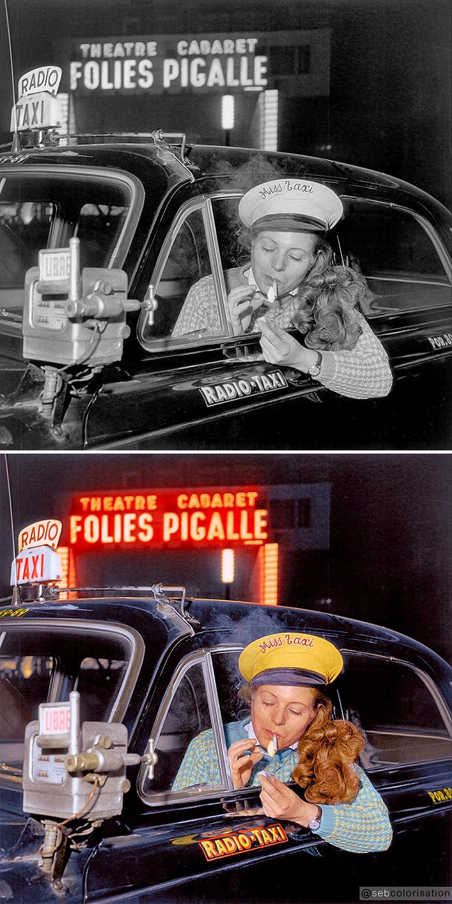 24. Таксистка на площади Пигаль, 1958 год. Фото Пола Алмаси