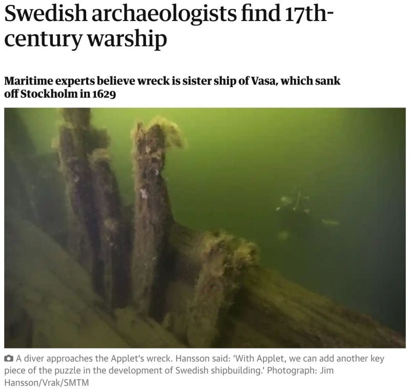 Шведские археологи нашли останки военного корабля, затонувшего в XVII веке