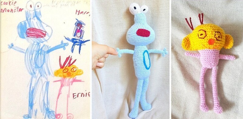 Рукодельница превращает детские рисунки в игрушки