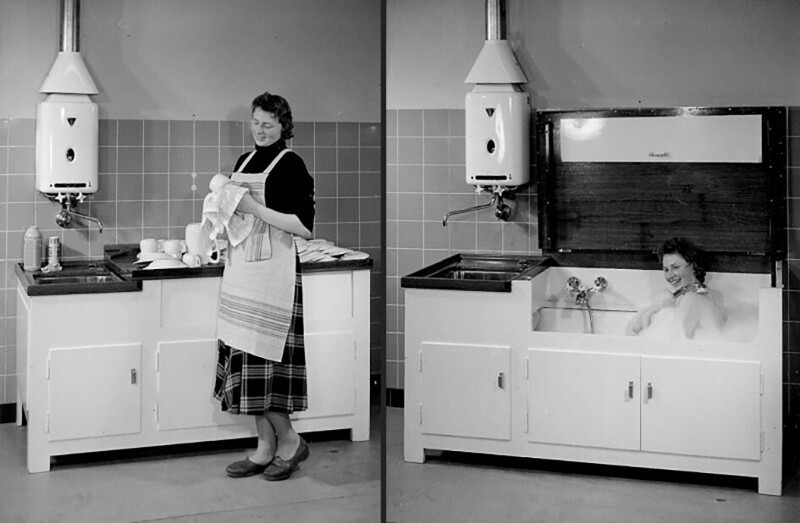 Кухонная мойка с ванной компании Ascot Gas Water Heaters. Англия, 1960-е