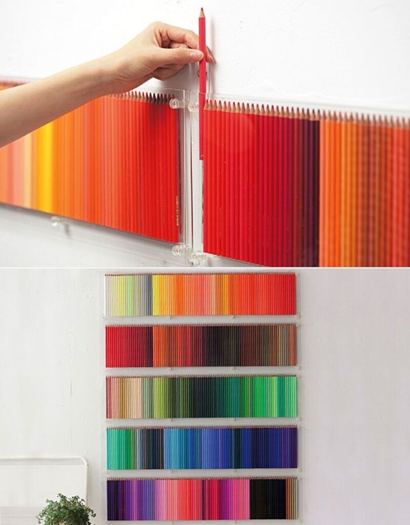 Креативный способ хранить цветные карандаши