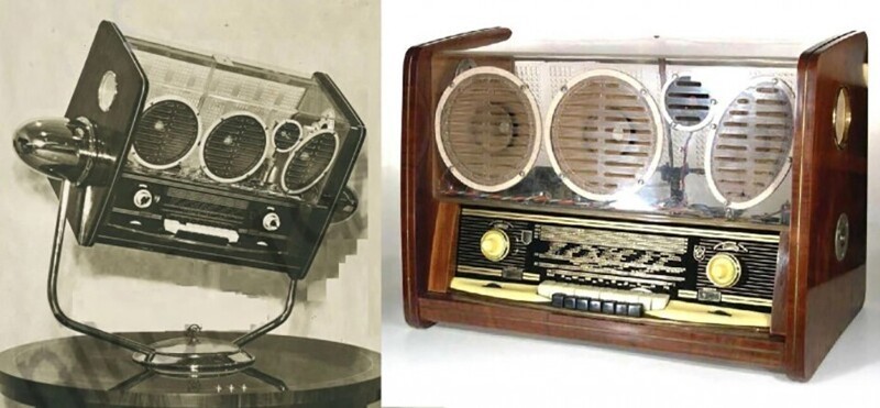 Всеволновый ламповый радиоприемник высшего класса "Кристалл" в прозрачном корпусе. Завод ВЭФ, 1958 год