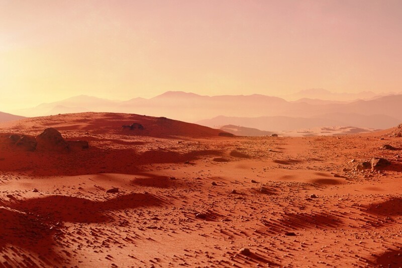 Цвет Марса обусловлен пылью, богатой железом - она покрывает поверхность планеты