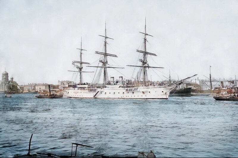 Германское учебное судно «Шарлотта» на реке Неве, 1897 год