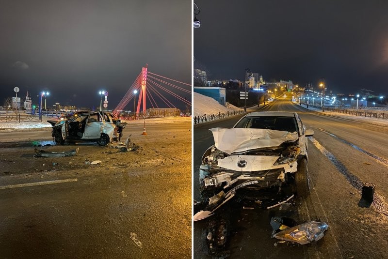 Авария дня. Молодой водитель устроил серьёзное ДТП у моста Влюблённых в Тюмени