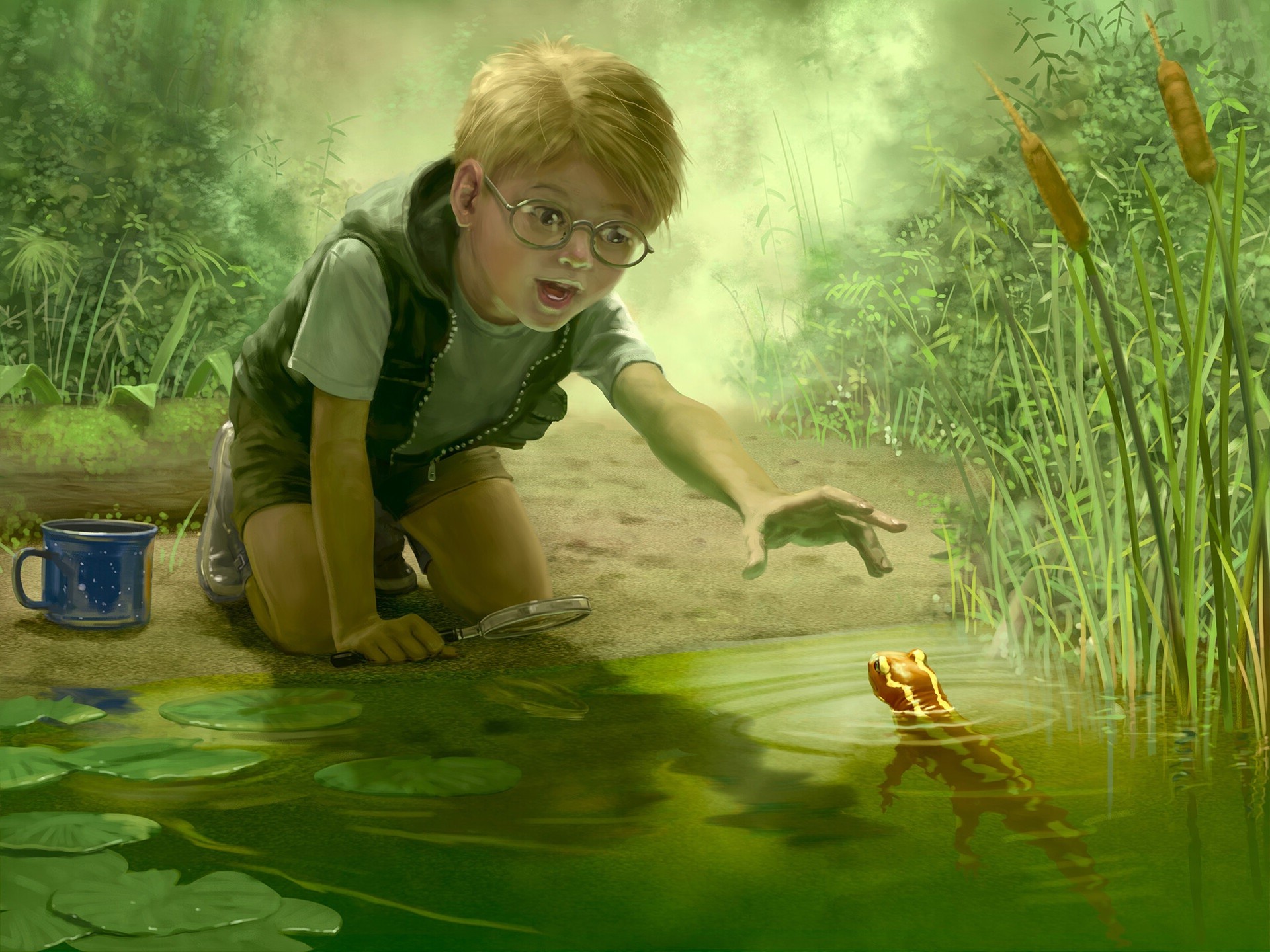 Картина мальчик с лягушкой