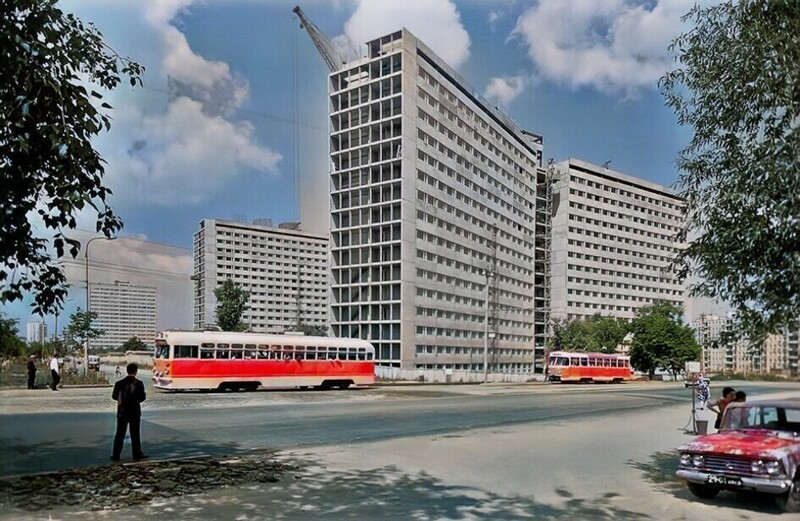 Улица Телевидения в микрорайоне Новые Черемушки, 1969 год.