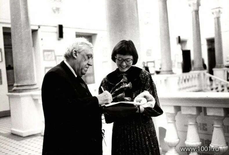 Юрий Никулин со студенткой МГУ им. М. В. Ломоносова, 1980-е годы