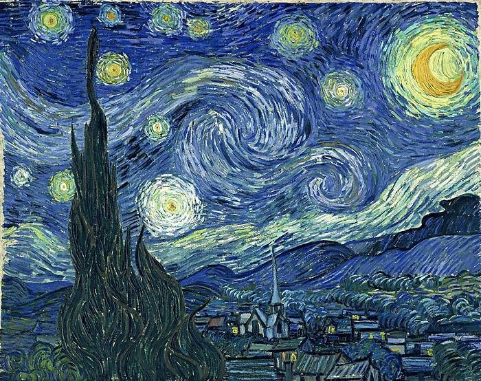 9. В "Звездной ночи" Ван Гог запечатлел вид из своей психиатрической лечебницы