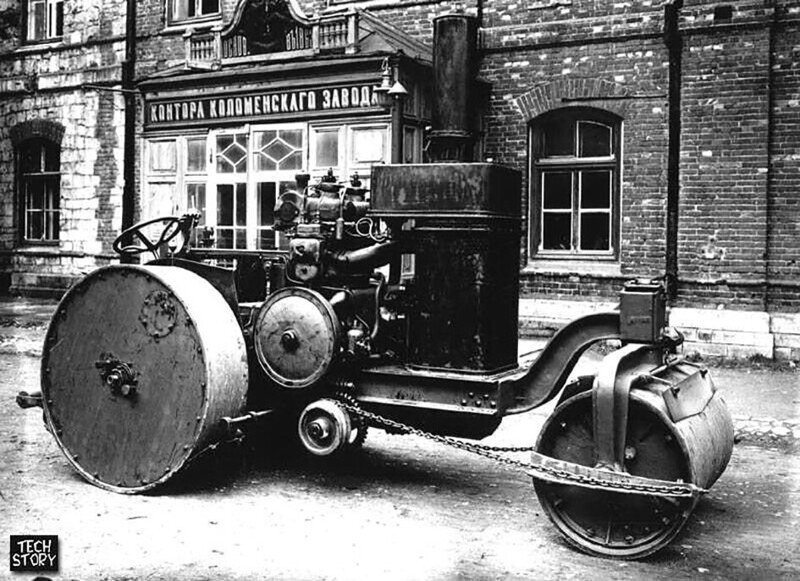 Дорожный каток с дизельным двигателем Коломенского завода, 1910-е годы