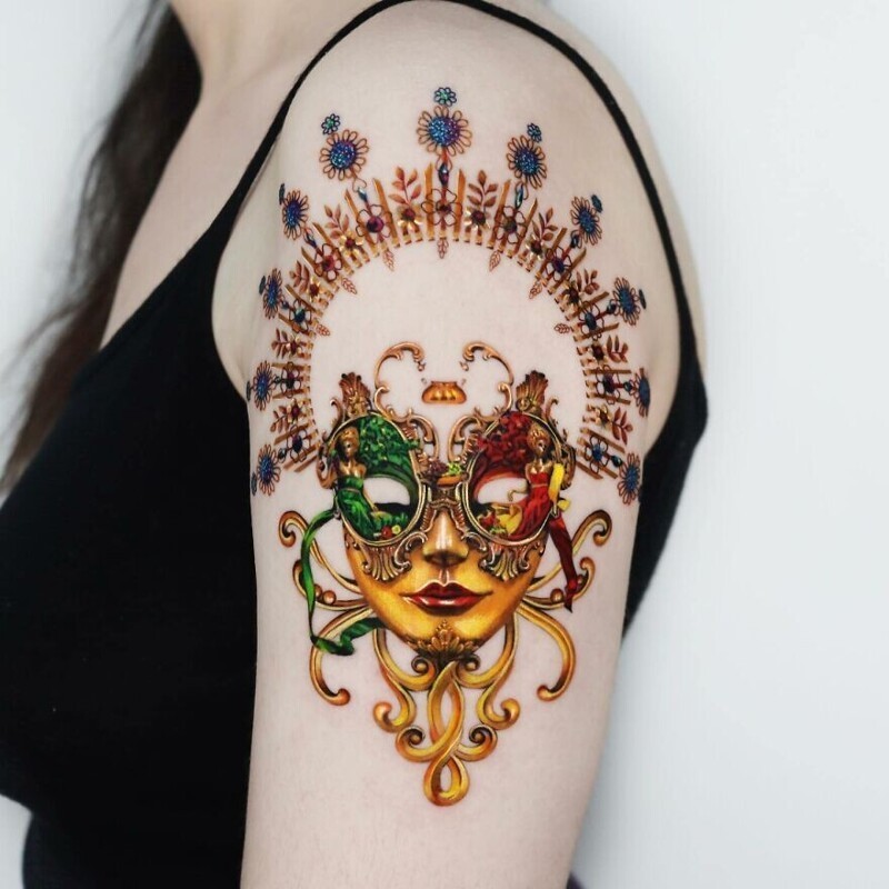 Потрясающие трехмерные золотые тату от художника из Нью-Йорка