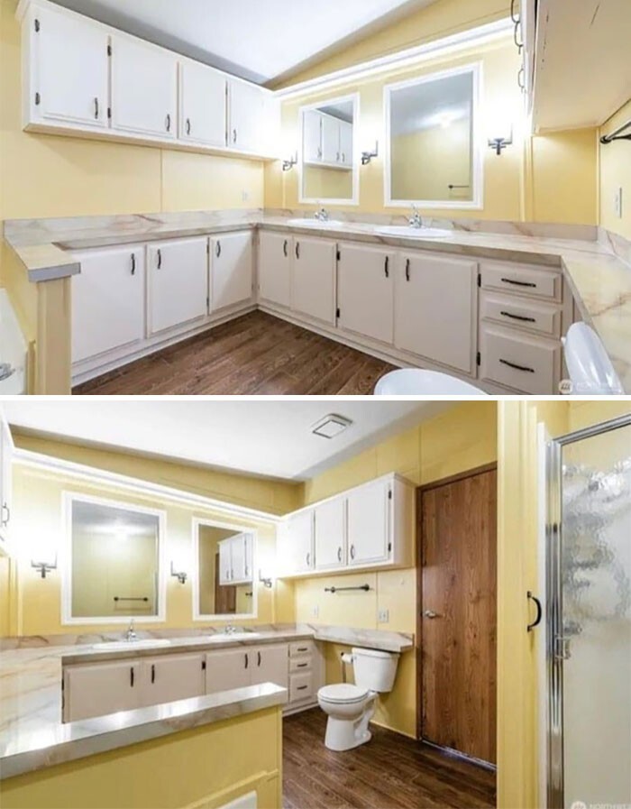 Ванная комната с огромным количеством шкафчиков