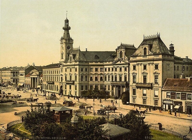 Ратуша, Отель де Вилль. Варшава. Фотохромная открытка Российской империи в конце 19-го – начале 20-го века