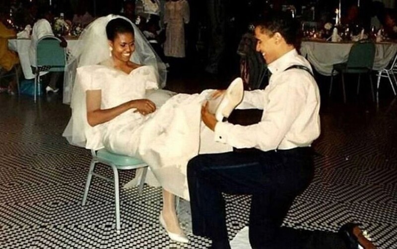 Мишель и Барак Обама в день свадьбы, 1992 год