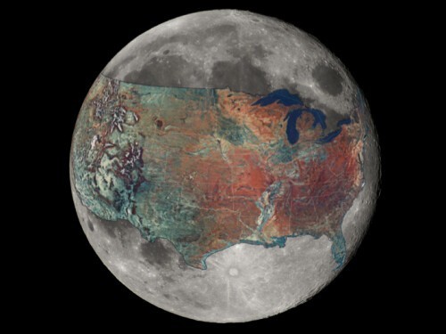 7. Размер Луны по сравнению с Соединенными Штатами
