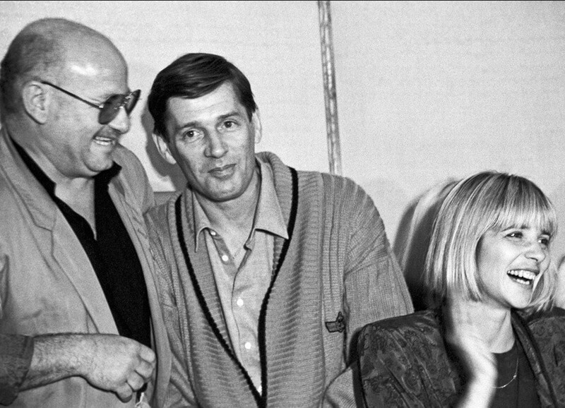 Марк Рудинштейн, Александр Абдулов и Вера Глаголева на встрече в Гильдии актеров, 1991 год