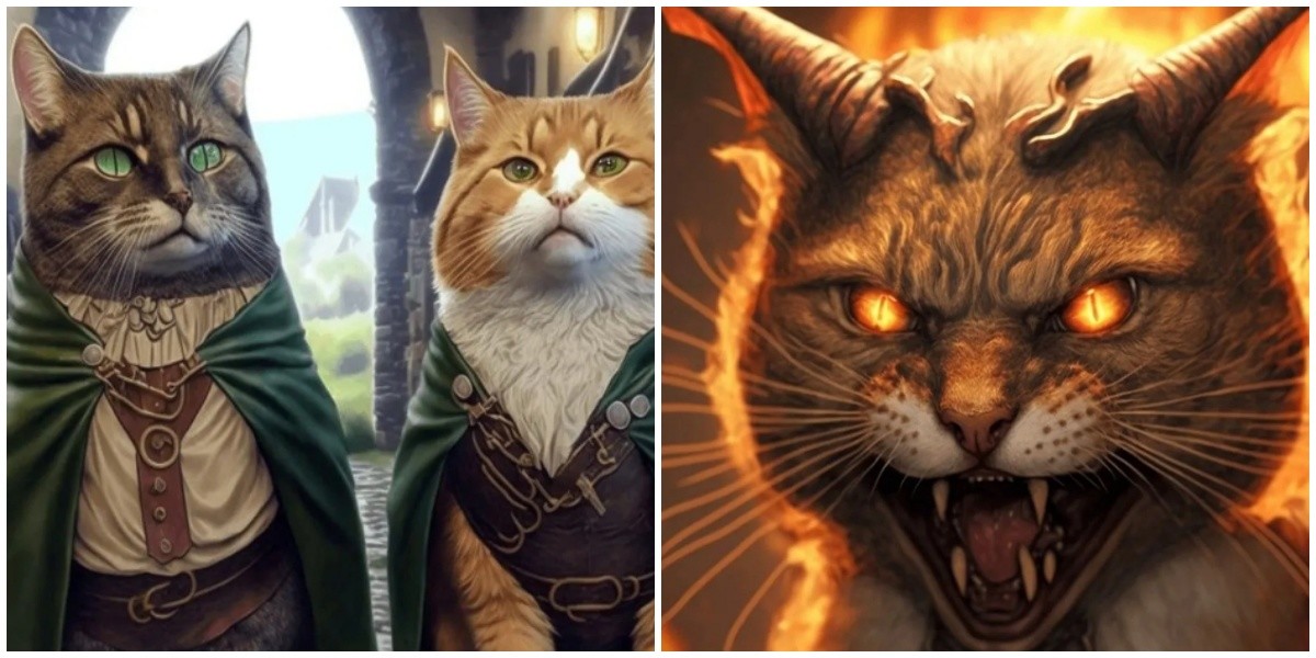 "Властелин котец и братство лотка": нейросеть показала, как могли бы выглядеть герои Толкина, если бы они были котиками