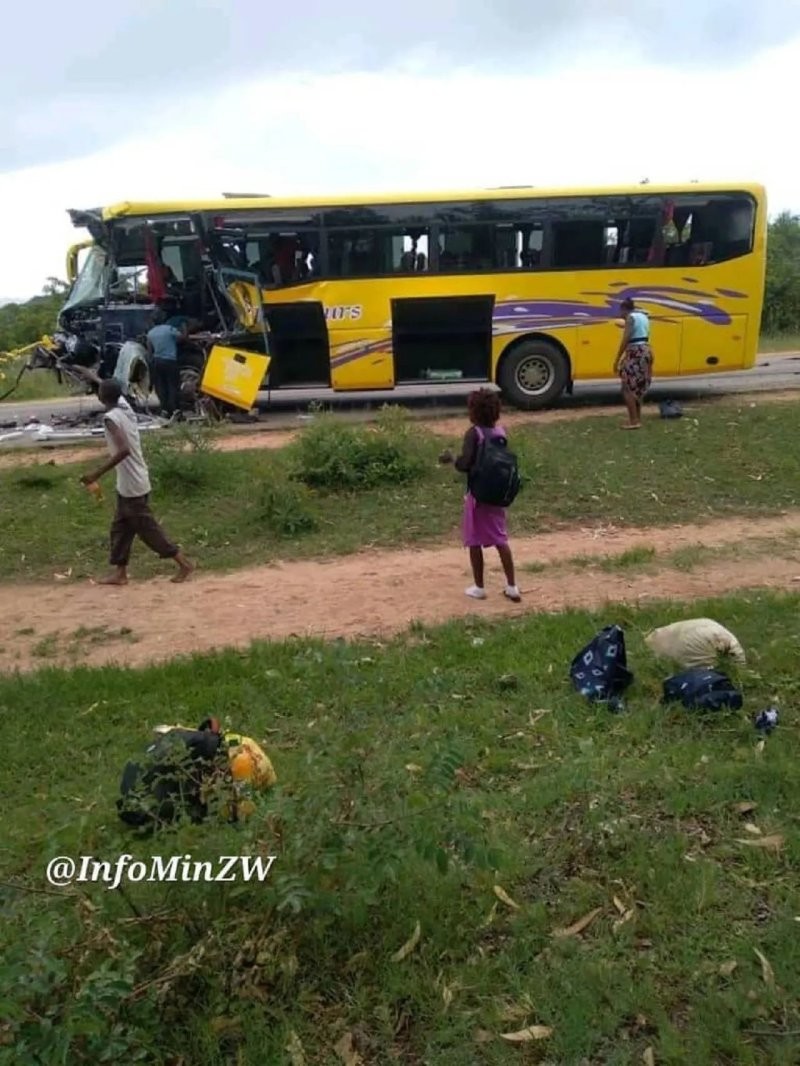 Гонку двух автобусов в Зимбабве за несколько секунд до катастрофы сняли от первого лица