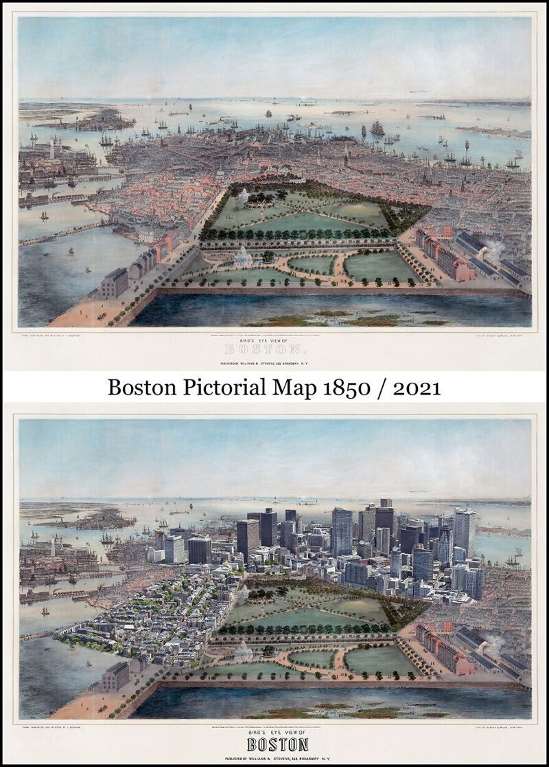 19. Иллюстрированная карта Бостона. 1850/2021