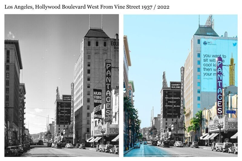 23. Лос-Анджелес, Голливудский бульвар к западу от Вайн-стрит. 1937/2022