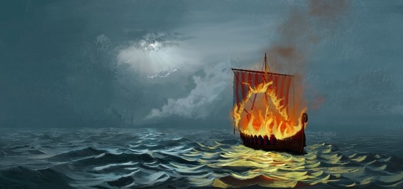 Правда ли, что викинги хоронили мертвецов в плывущих подожжённых ладьях?