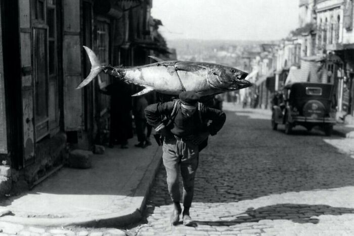 27. 1930-е годы. Турецкий рыбак возвращается со своей добычей