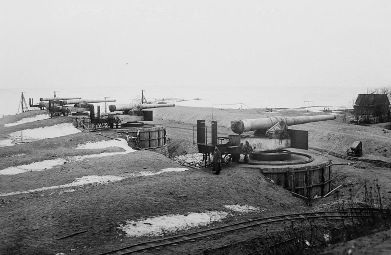 10-дюймовая батарея форта «Риф». Кронштадт. Февраль - март 1910 года. Российская империя. Автор: Г.М.Данилов