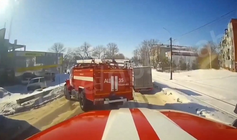 ДТП двух пожарных машин в Хабаровске