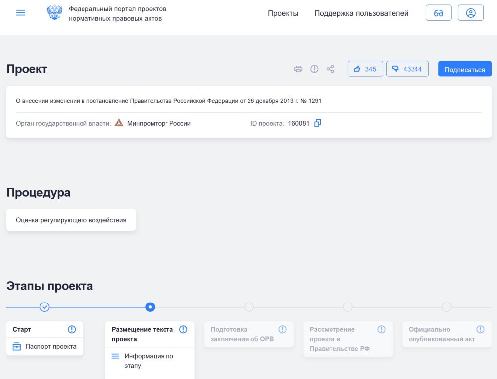 Проект нового утильсбора получил 43,3 тысячи дизлайков и только 346 лайков
