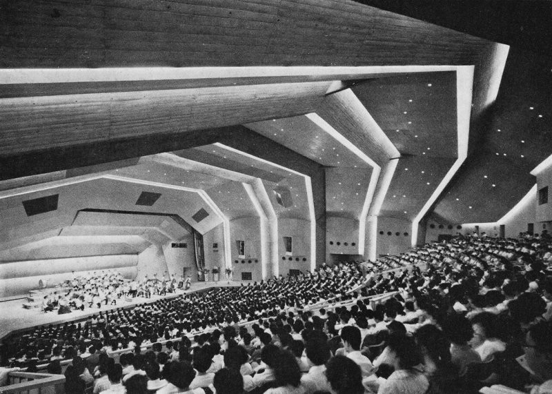 29. Концертный зал в Такасаки, Япония, 1960-е годы. Архитектор - Антонин Раймонд