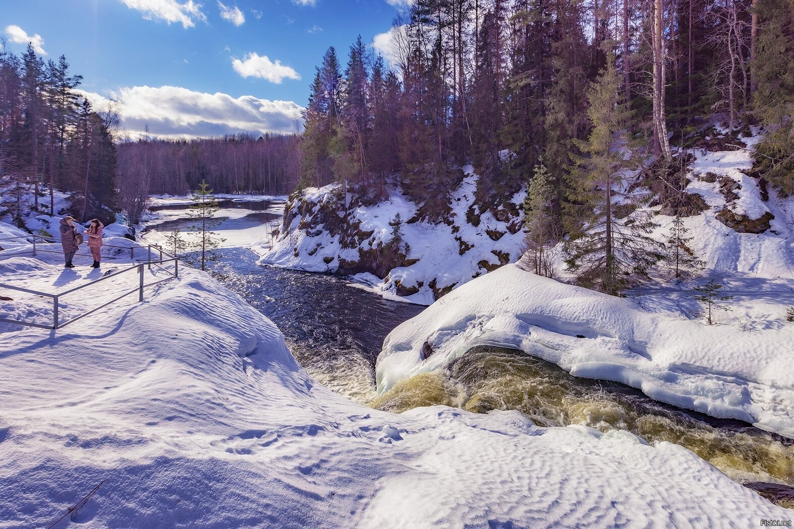 Карелия отдых кивач. Кивач зимой. Водопад Кивач зимой.