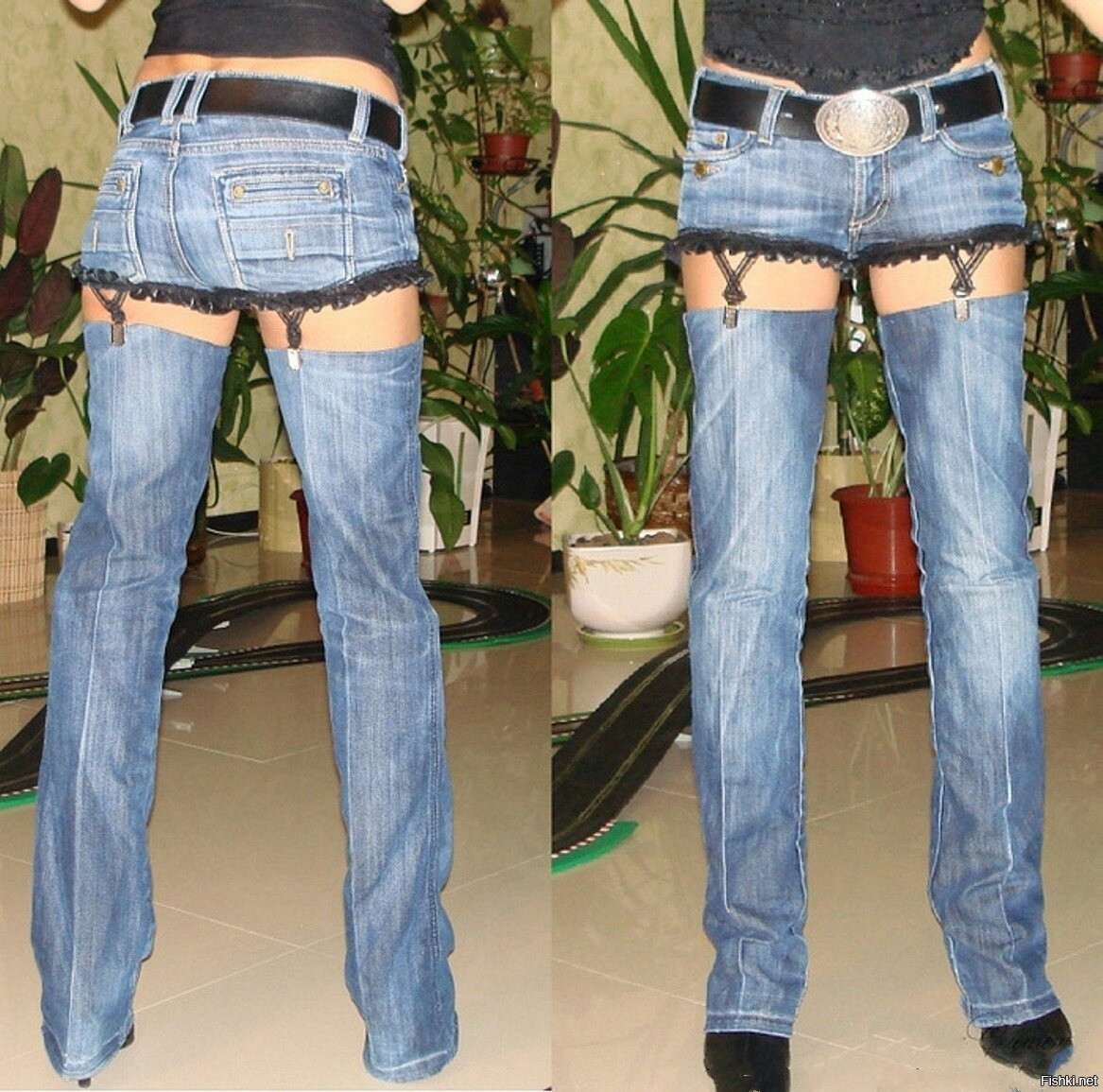 Рваные джинсы между ног